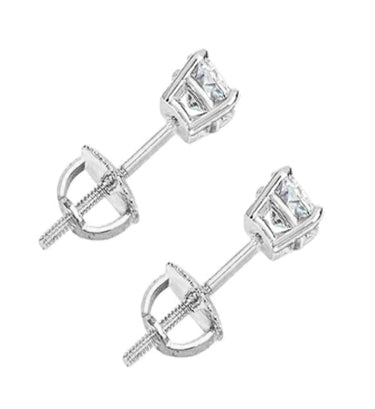 Diamond Stud Earrings Screw Back 0.35tcw 14k White Gold