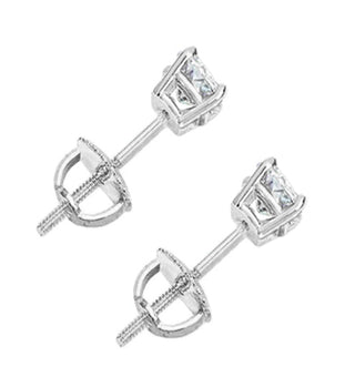 Diamond Stud Earrings - Screw Back - 0.35tcw - 14k White Gold