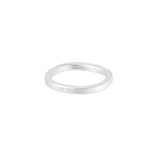 2.5mm Wide Sterling Round Ring With Tiny Diamond