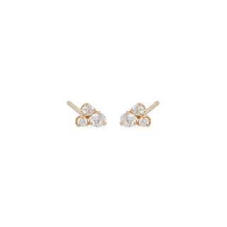 3 Small Mixed Diamond Prong Earrings | 14k