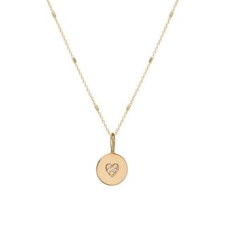 Pave Diamond Heart Disc Necklace I 14k