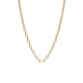 Medium Square Oval Link Chain Necklace With Pave Link I 14k