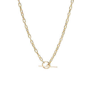 Medium Square Oval Link Chain Toggle Necklace I 14k