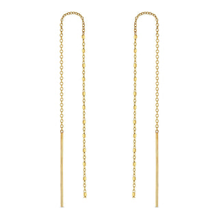 14K Gold Square Bead Chain Drop Threaders