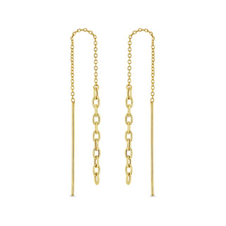 Small Square Oval Chain Drop Threaders | 14k