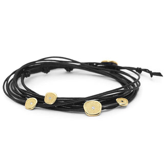 Black Linen Cord Diamond Wrap Bracelet - Anne Sportun Fine Jewellery