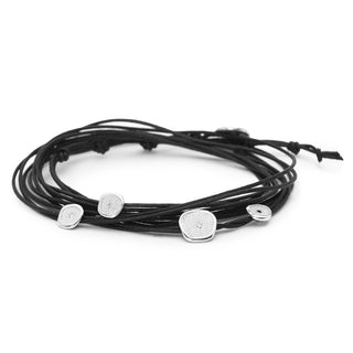 Black Linen Cord Diamond Wrap Bracelet
