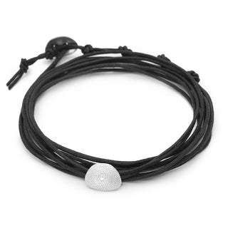 Black Linen Cord Single Petal Diamond Bracelet