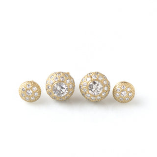 Stardust Convex Button Studs - Anne Sportun Fine Jewellery