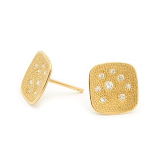 Square Stardust Diamonds Stud Earrings - Anne Sportun Fine Jewellery