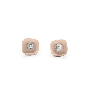 Bezel Square Carre Diamond Stud Earrings