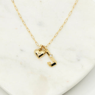 Solid Gold Monogram Shine Charm Necklace