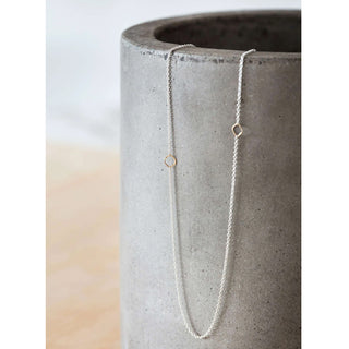 Silver & Gold Delicate Chain & Square Necklace