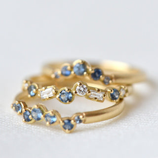 Cascade Baguette and Round Diamond and Blue Sapphire Band - Anne Sportun Fine Jewellery