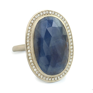 One of a Kind Night Blue Oval Sapphire Ring - Anne Sportun Fine Jewellery